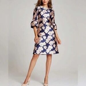 bluzat midi cocktail dress Bluzat Midi Dress With Balloon Sleeves And V-neck